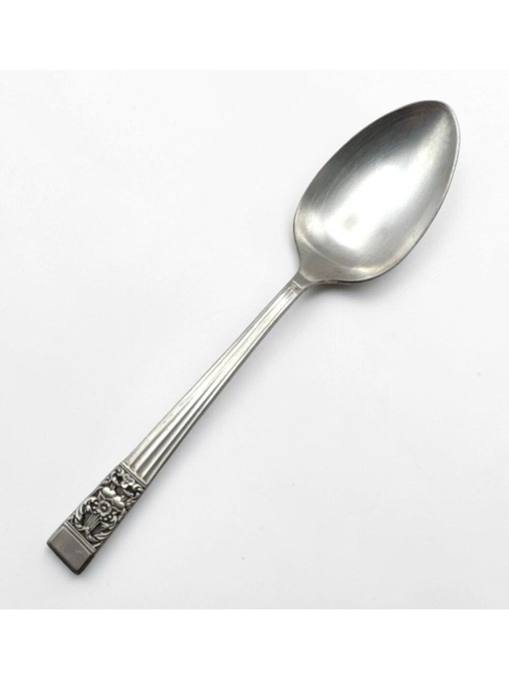 Oneida Community Coronation Serving Spoon Silver Plate Floral Handle Design